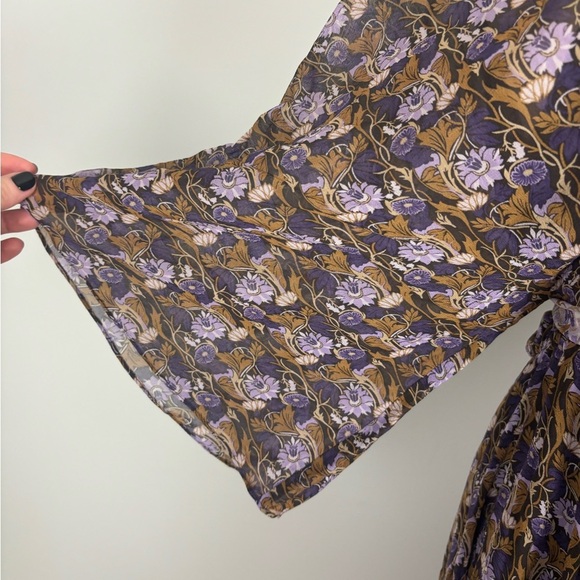 Michael Kors Midi Dress Multicolor Floral Asymmetrical M - Picture 3 of 6